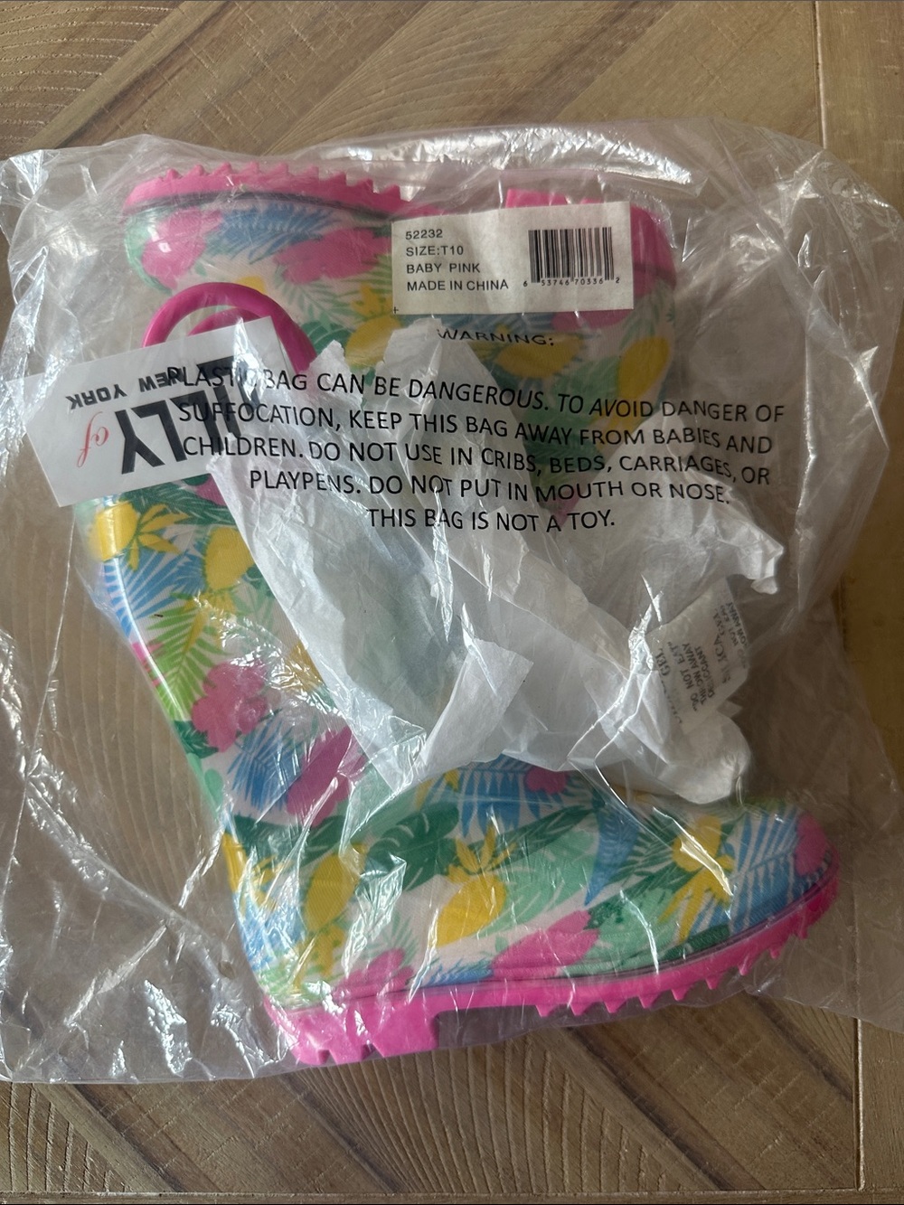 Girls Tropical Rain Boots Waterproof Rubber Size 10 NWT Pink Handles - Picture 7 of 7